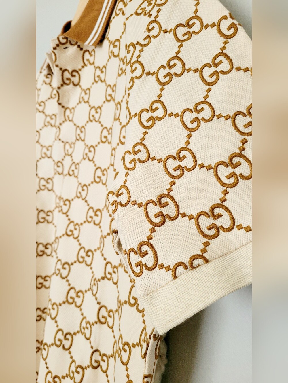 🇮🇹GUCCI EMBROIDERED👕 BEIGE POLO✨️ - Picture 5 of 15